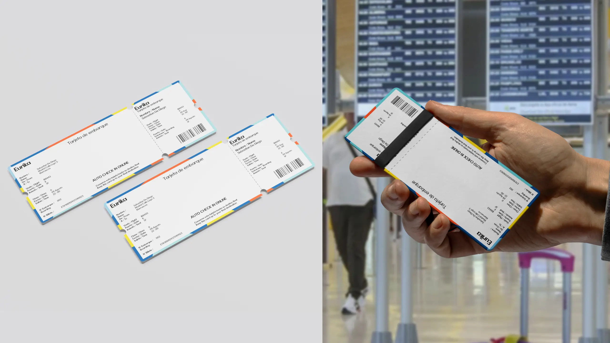 Diseño de tickets de viaje de Eurika